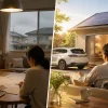 太陽光発電あり家庭のEV・V2H導入前後の変化を比較するイメージ
