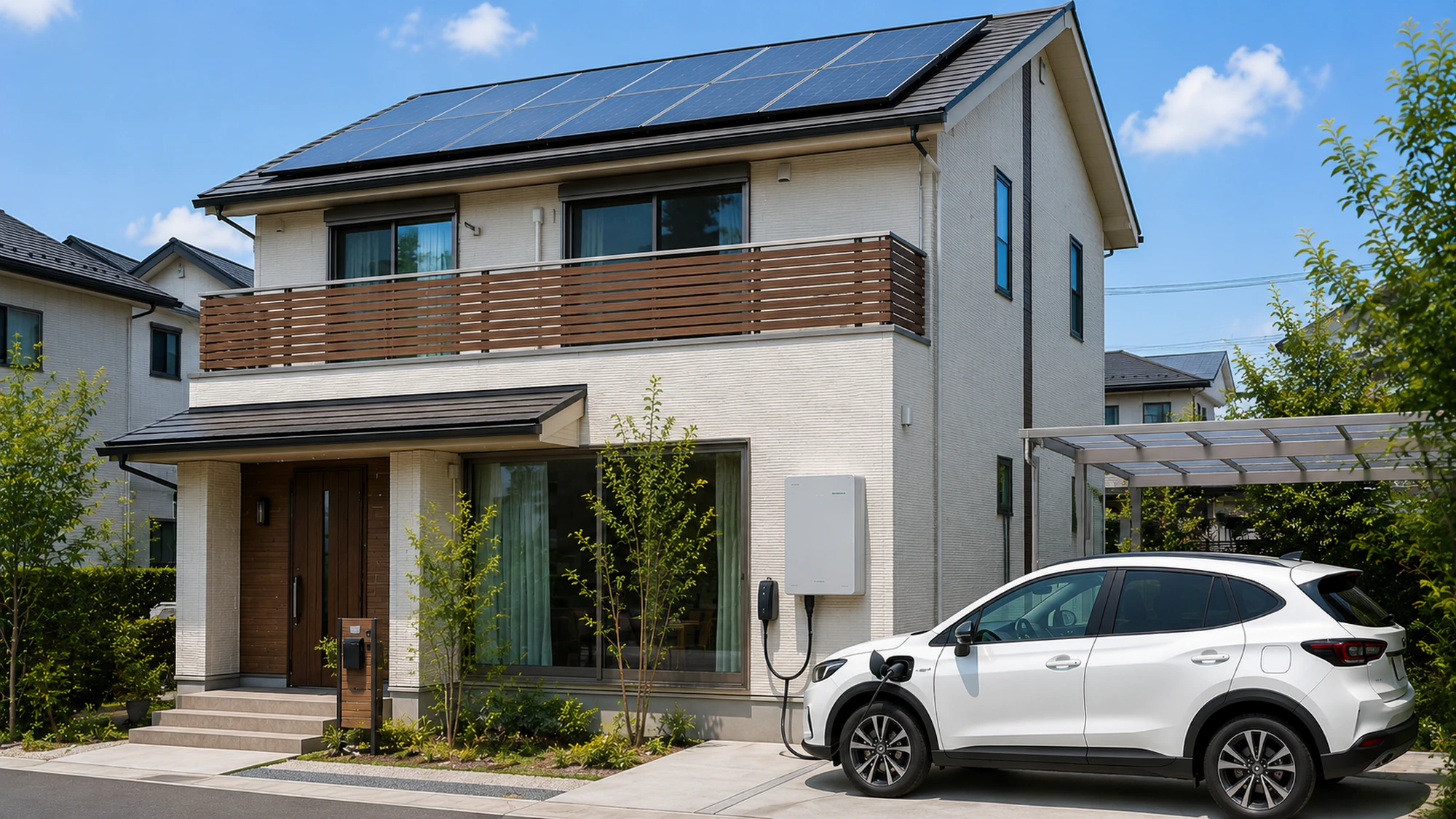 太陽光あり戸建てでEVとV2Hを導入前に検討する様子