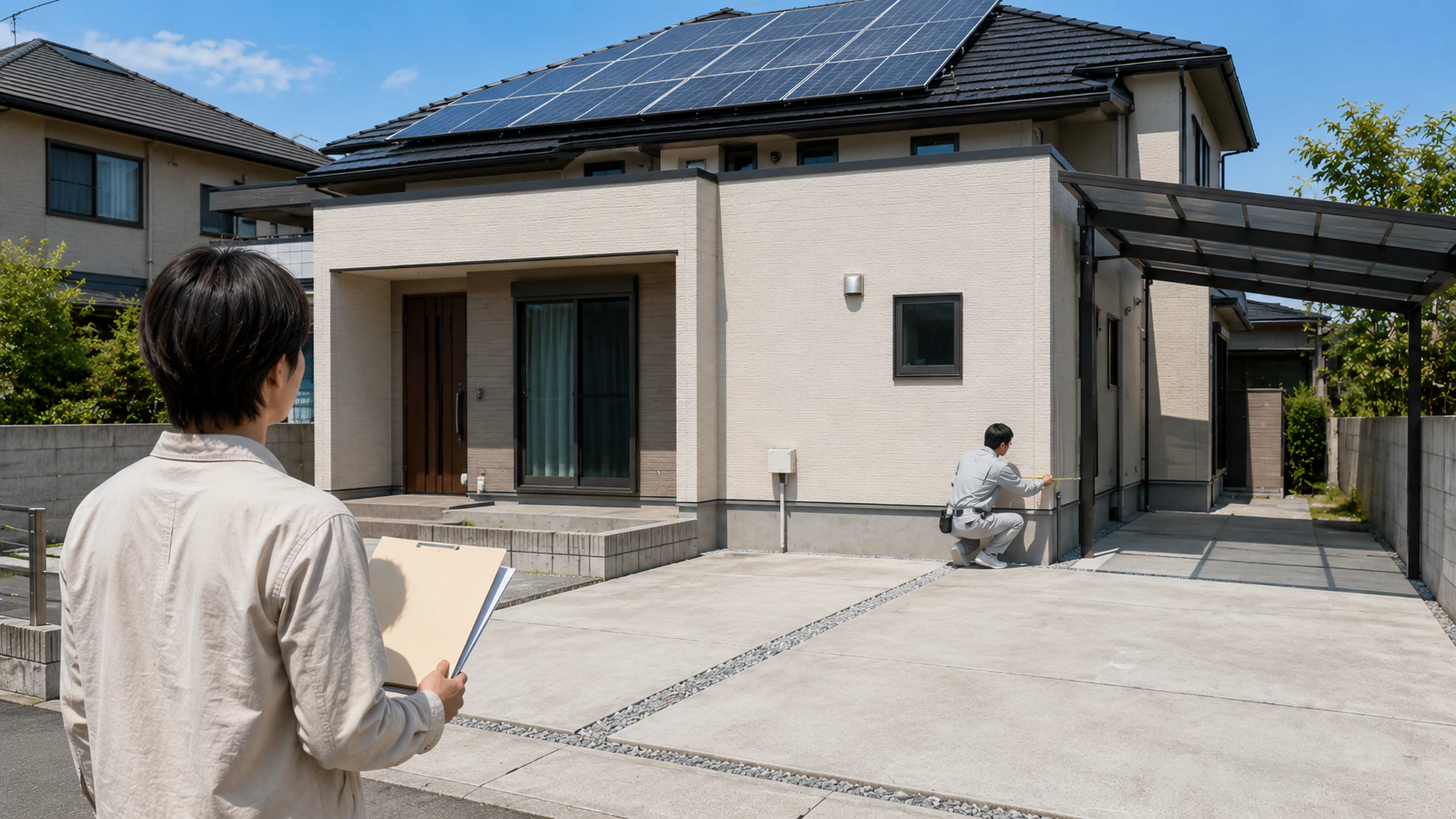 太陽光付き戸建てでEV納車とV2H工事を待つ導入前の様子