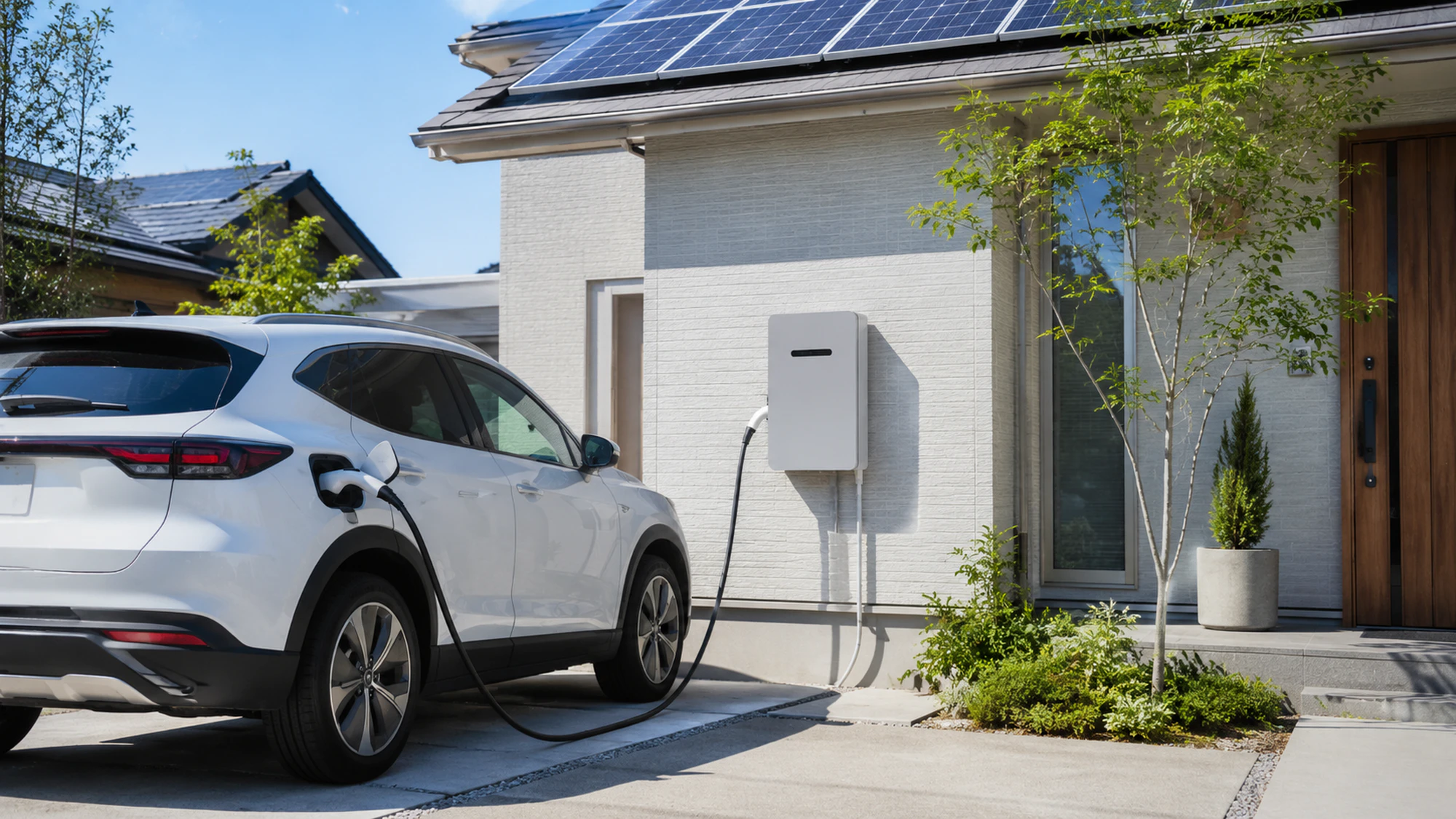 太陽光の余剰電力を電動SUVに貯める住宅