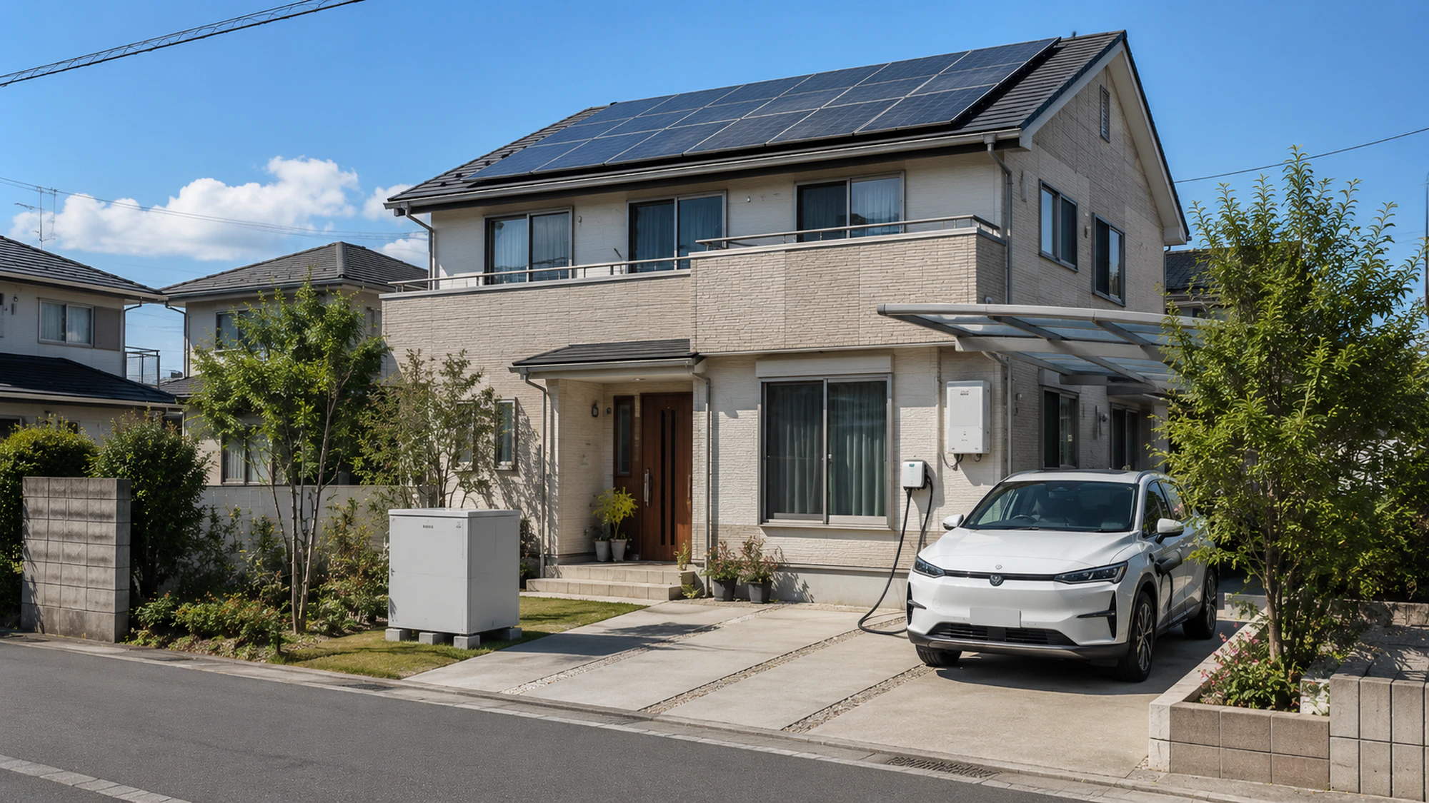 太陽光あり戸建てでV2Hと蓄電池を検討する様子
