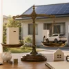 家庭用蓄電池とEV・V2Hを天秤にかけて比較しているイメージ